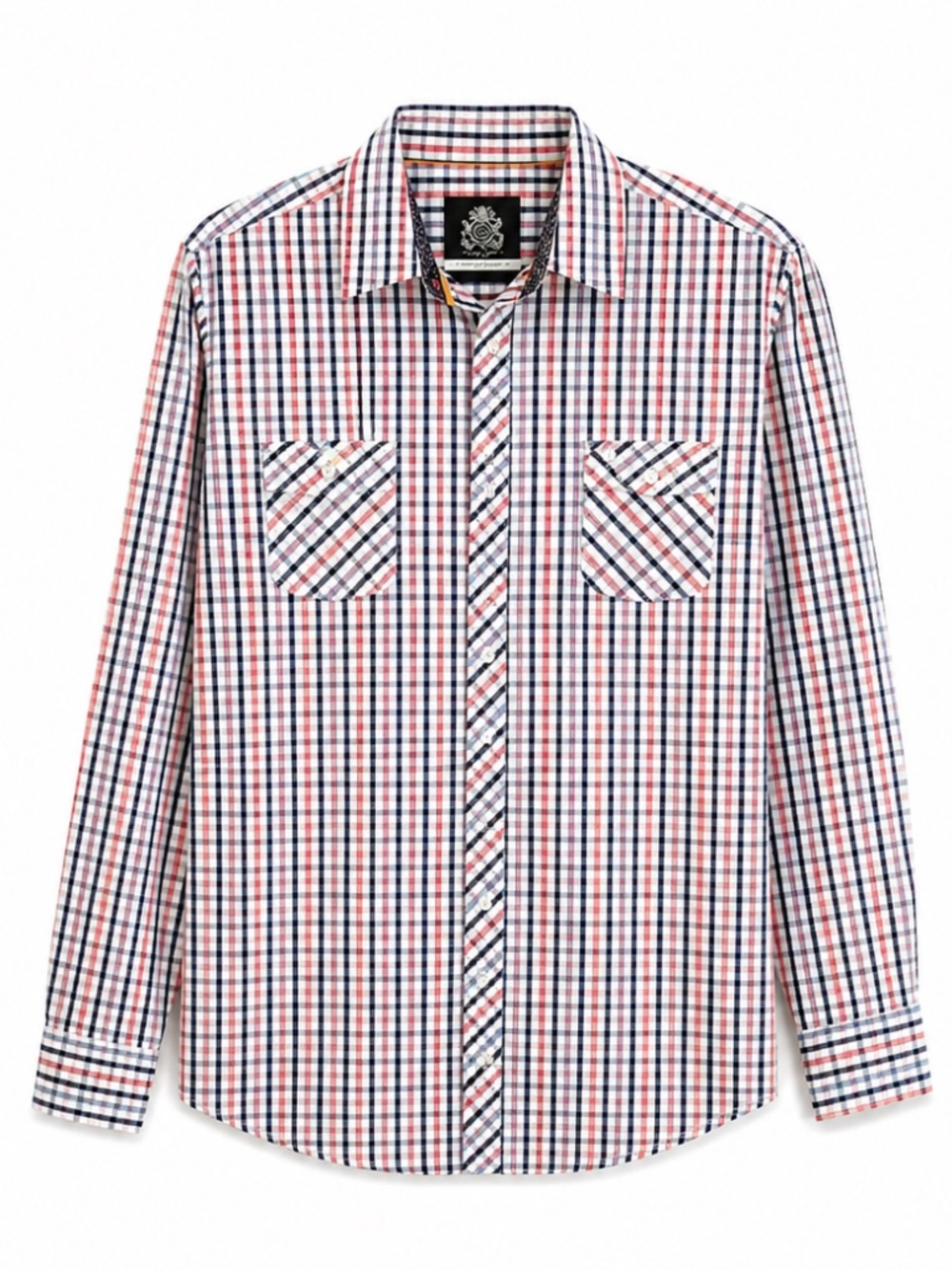 English Laundry White Blue & Red Plaid Cotton Button-Up Dress Shirt – Large EUC